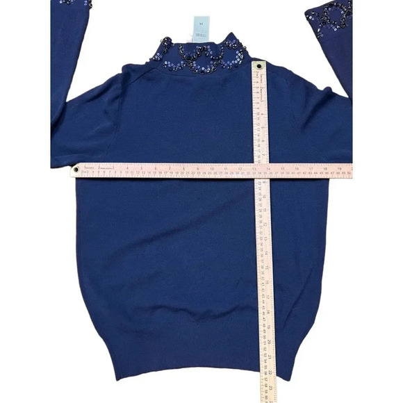 Ann Taylor Embellished Mock Neck Bell Sleeve Sweater M New - Picture 7 of 9